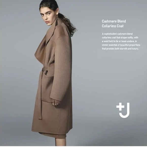 Jil Sander Uniqlo Collab Wool Cashmere Blend Wrap Coat, Tan, M - Picture 14 of 14